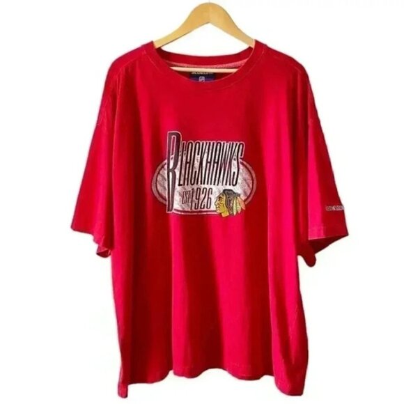 NHL Blueline Chicago Blackhawks T-Shirt Hockey Red Black Size 2XL - Picture 1 of 15